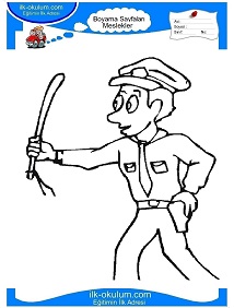 Çocuklar İçin Trafik-Polisi Boyama Sayfaları 